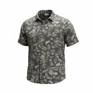 Columbia PFG Men’s Fly Fishing Shirt XLT Gray Short Sleeve Button Canoe Outdoor